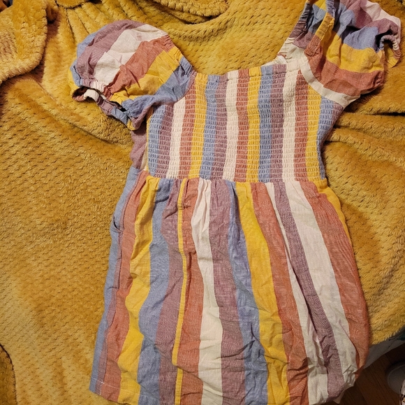 American Eagle Rainbow Stripe Puff Sleeve Mini Dress - Picture 4 of 5